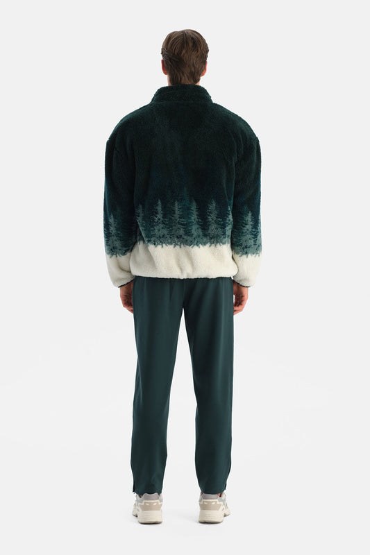 Erkek Orman Baskili Polar Sweatshirt