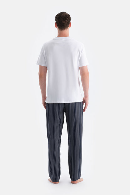 Çizgili Viskon Dokuma Pantolon