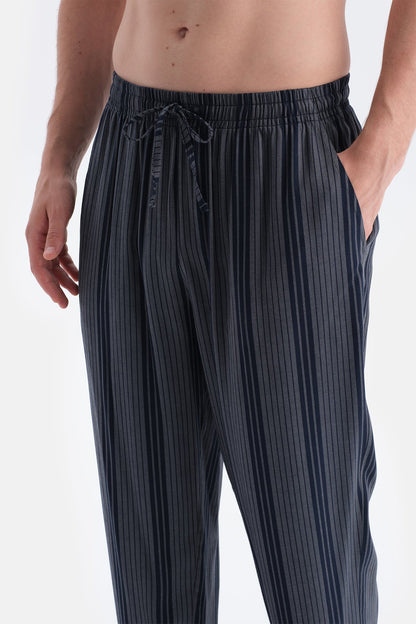 Çizgili Viskon Dokuma Pantolon