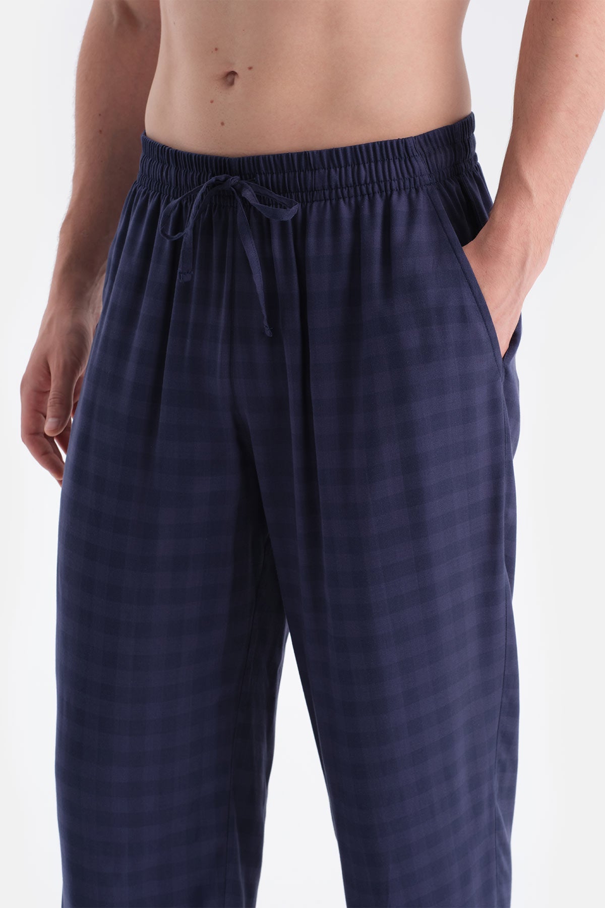 Ekoseli Viskon Dokuma Pantolon