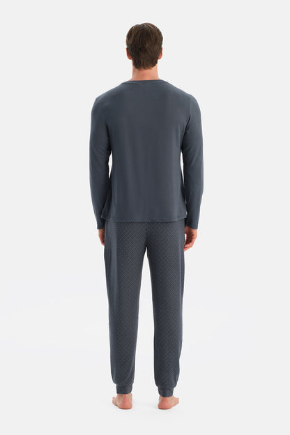 Indigo Dikiş Detaylı Uzun Kollu Termal Tişört Pantolon Pijama Takımı