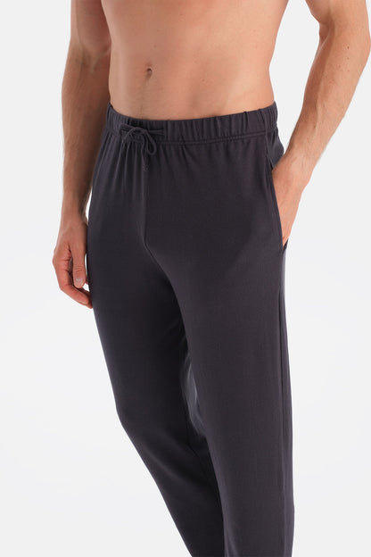 Antrasıt Dikiş Detaylı Uzun Kollu Termal Tişört Pantolon Pijama Takımı