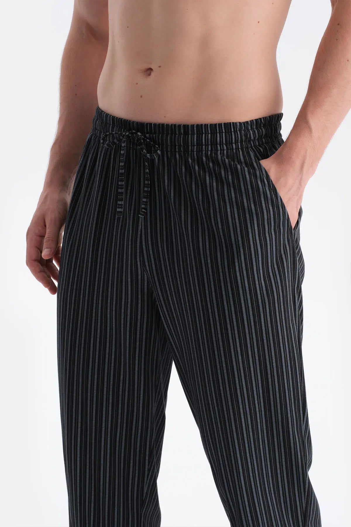 Kisa Kollu Çizgili Gömlek Pantolon Takim