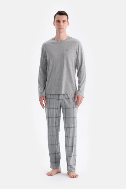 Uzun Kollu Cepli Tişört Pantolon Takim