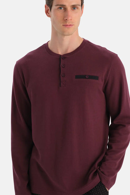 Uzun Kollu Pat Ve Cep Detayli Tişört Pantolon Takim