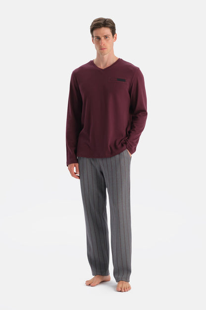 Uzun Kollu V Yaka Tişört Pantolon Takim