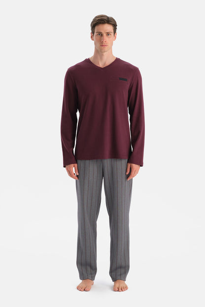 Uzun Kollu V Yaka Tişört Pantolon Takim