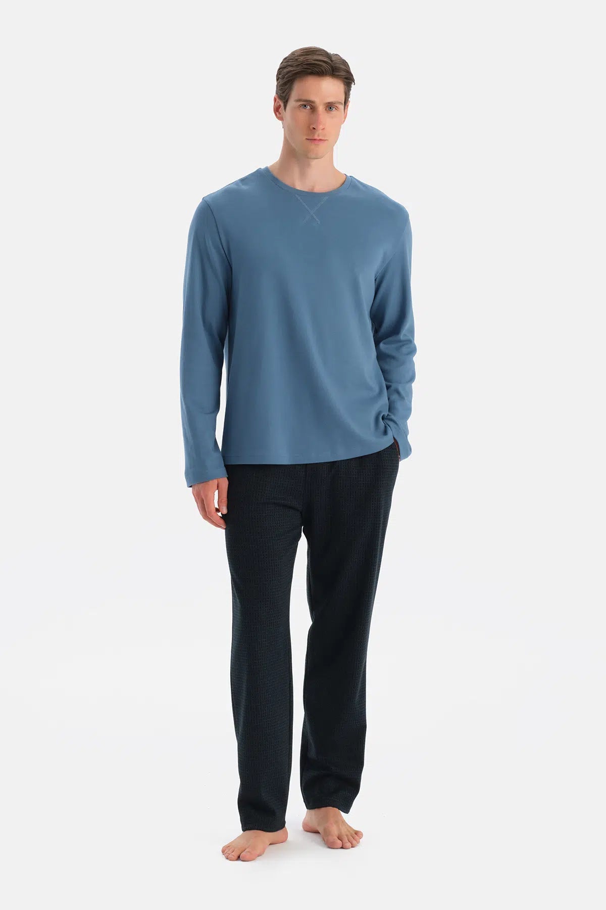 Uzun Kollu Bisiklet Yaka Tişört Pantolon Takim