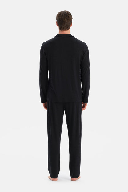 Antrasit Melanj Travel Soft Touch Gömlek Pantolon Pijama Seti