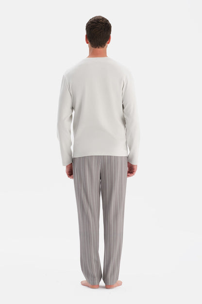 V Yaka Uzun Kollu Pijama Takim