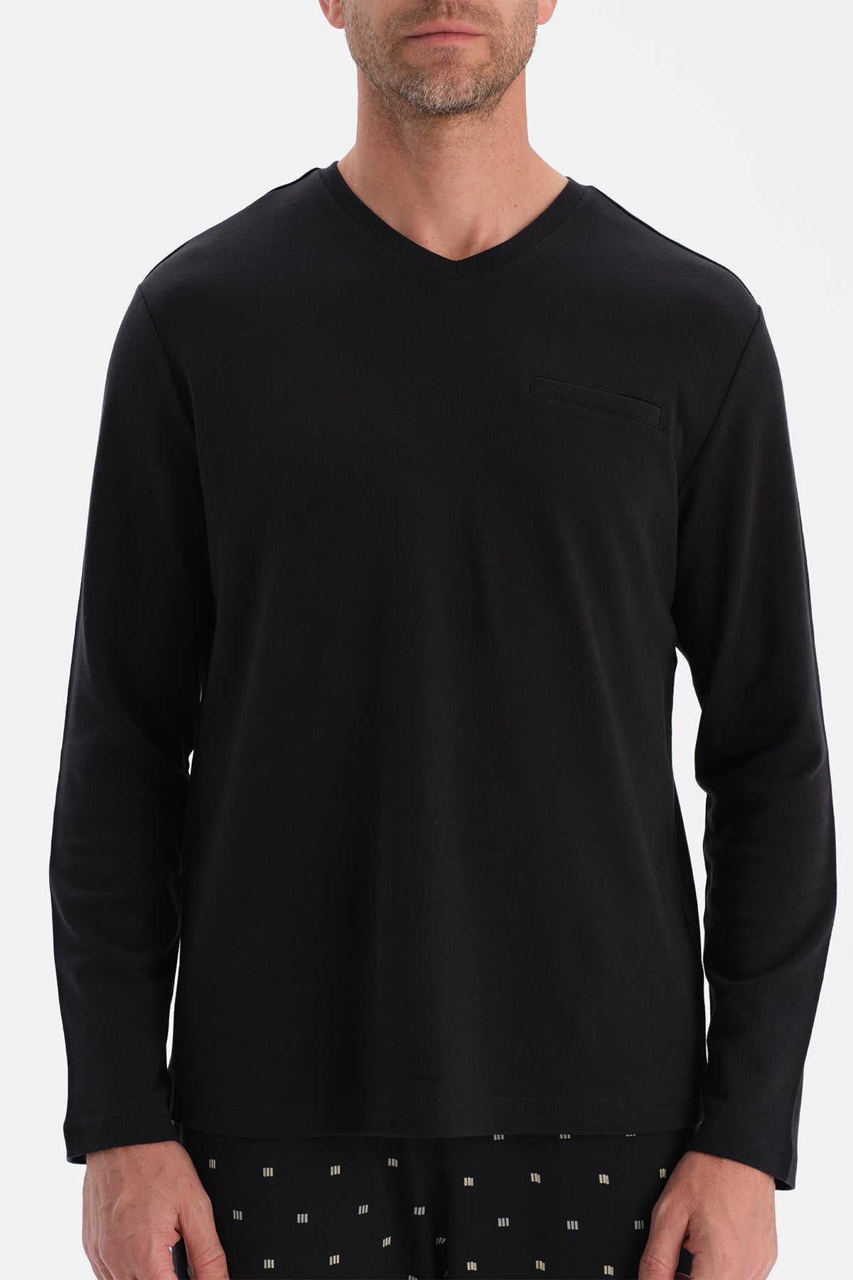 V Yaka Uzun Kollu Pijama Takim