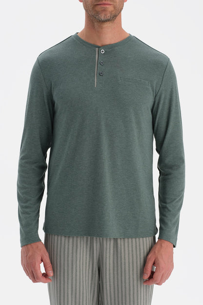 Uzun Kollu Pat Ve Cep Detayli Pijama Takim