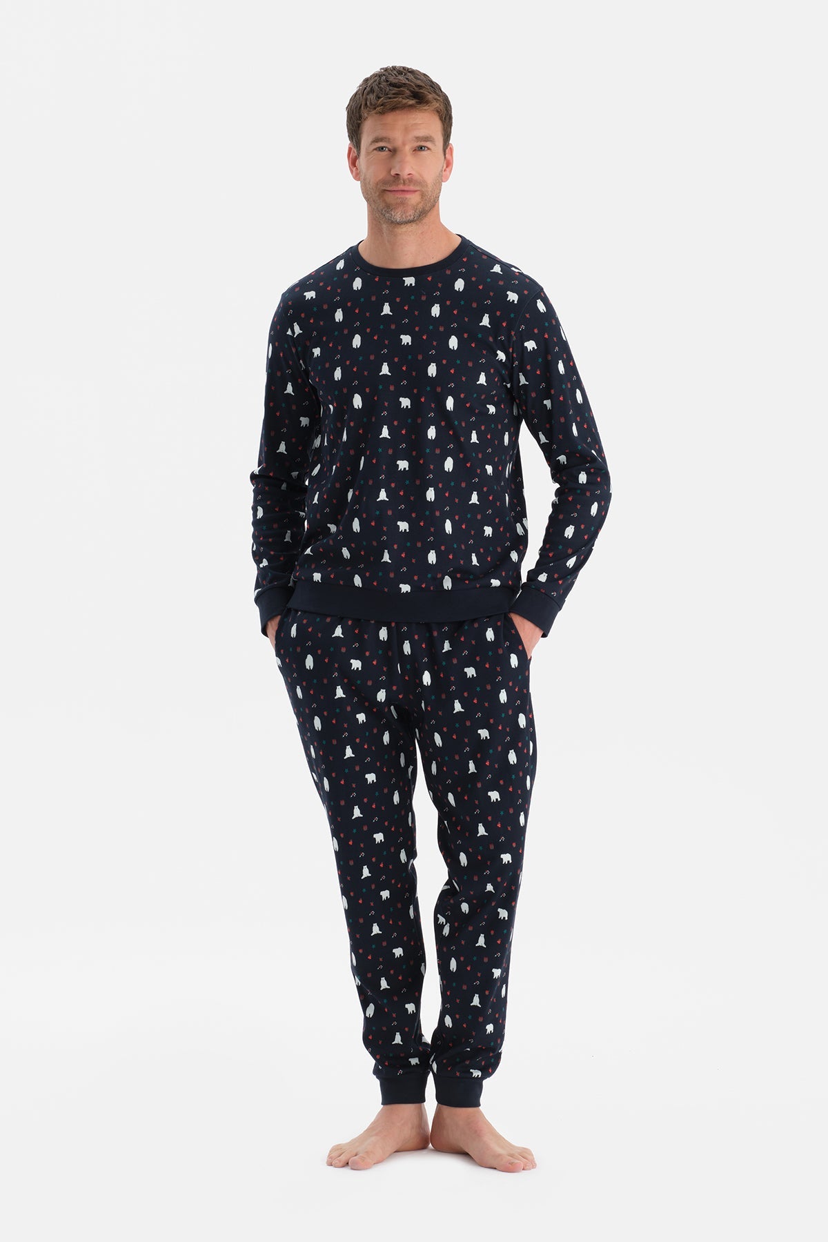 Metraj Baskili Interlok Tişört Pantolon Takim