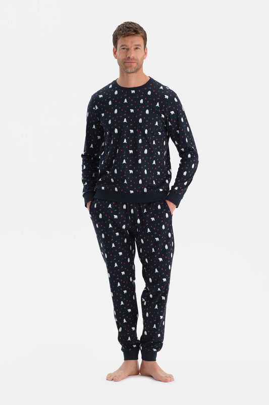 Metraj Baskili Interlok Tişört Pantolon Takim