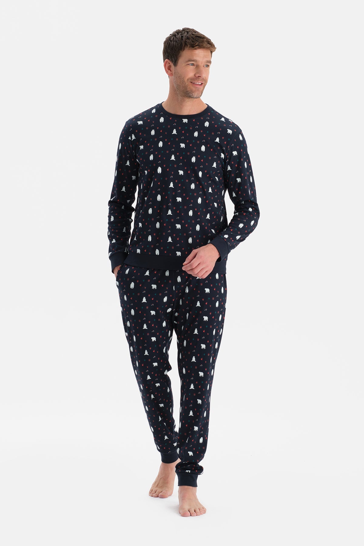 Metraj Baskili Interlok Tişört Pantolon Takim