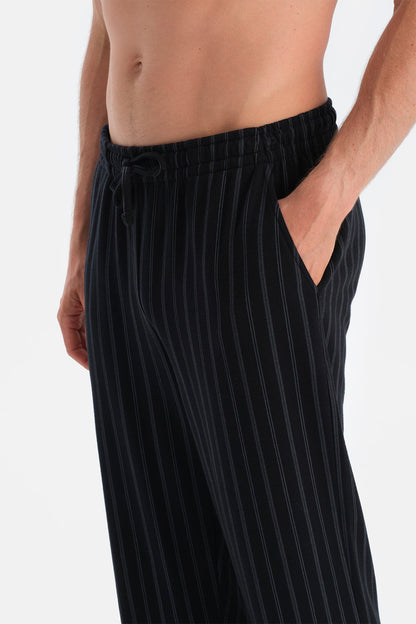 Çizgili Interlok Pantolon