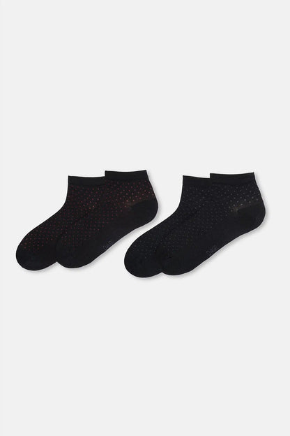 Erkek 2'li Puantiye Desen Bambu Çorap