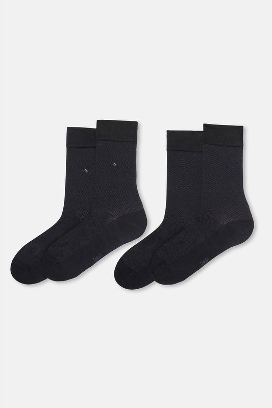 Erkek 2'li Üçgen Desenli Bambu Çorap