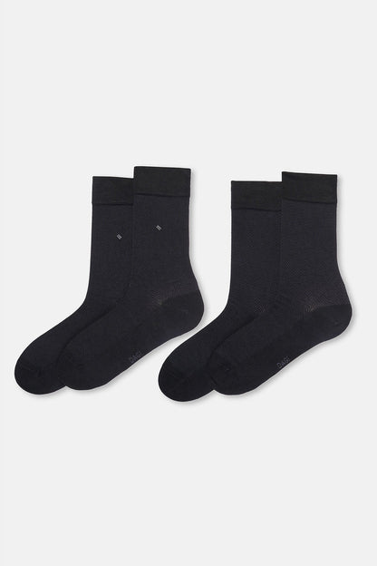 Erkek 2'li Üçgen Desenli Bambu Çorap