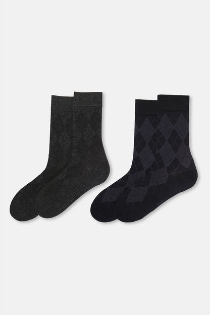 Erkek 2'li Baklava Desen Bambu Çorap