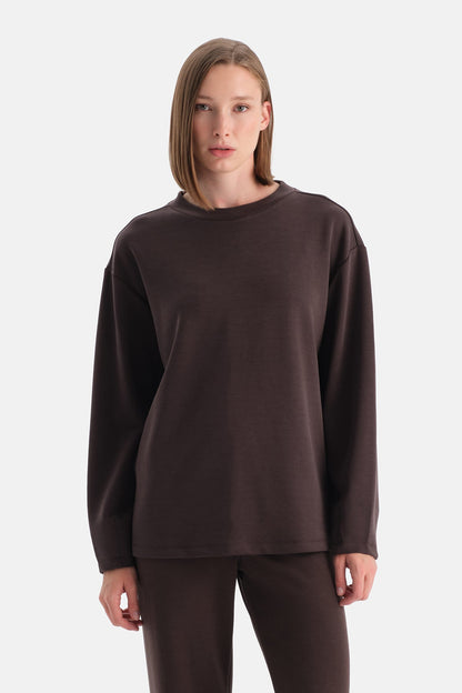 Düşük Omuz Modal Oversize Sweatshirt