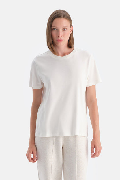 Bis Yaka Merserize Kisa Kollu Tişört