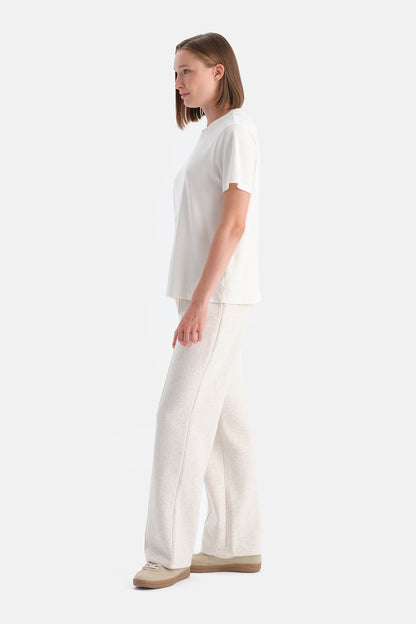 Bis Yaka Merserize Kisa Kollu Tişört