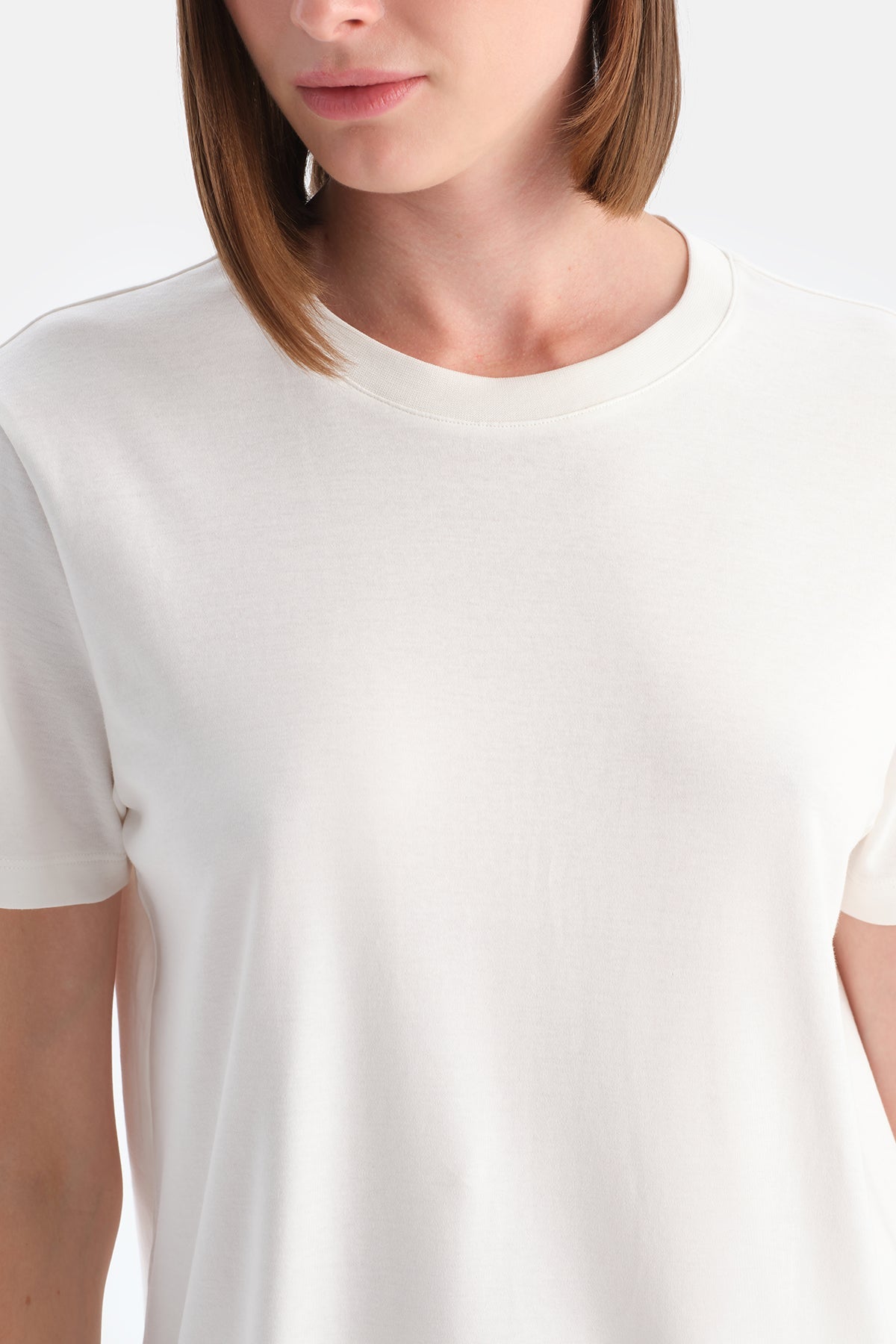 Bis Yaka Merserize Kisa Kollu Tişört