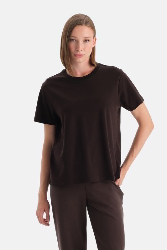 Bis Yaka Merserize Kisa Kollu Tişört