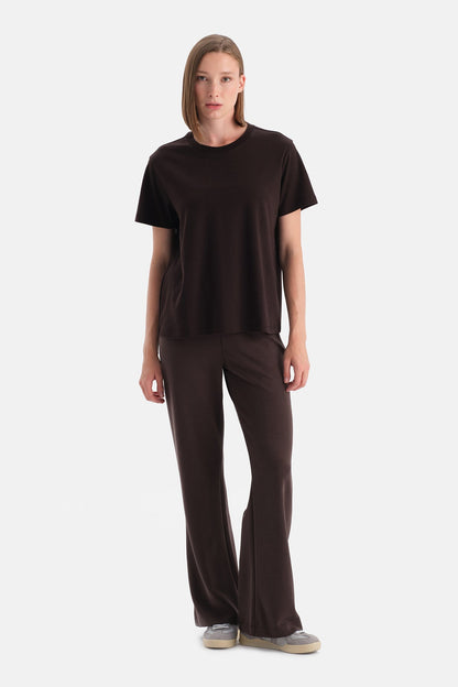 Bis Yaka Merserize Kisa Kollu Tişört