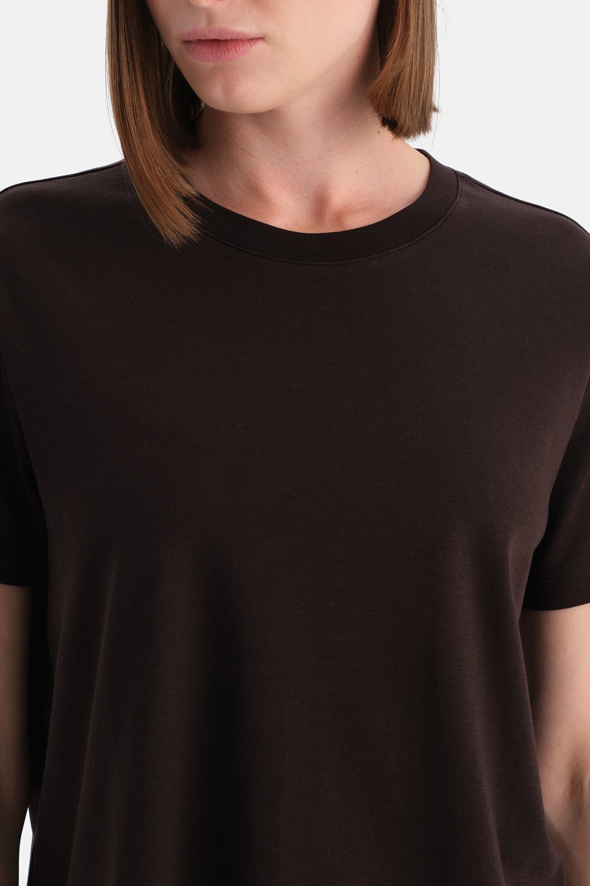 Bis Yaka Merserize Kisa Kollu Tişört