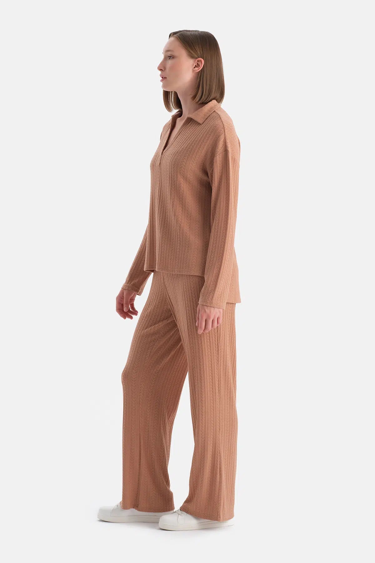 Mocha Örgü Detaylı Pantolon