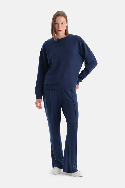 Bol Paça Nervürlü Basic Modal Pantolon