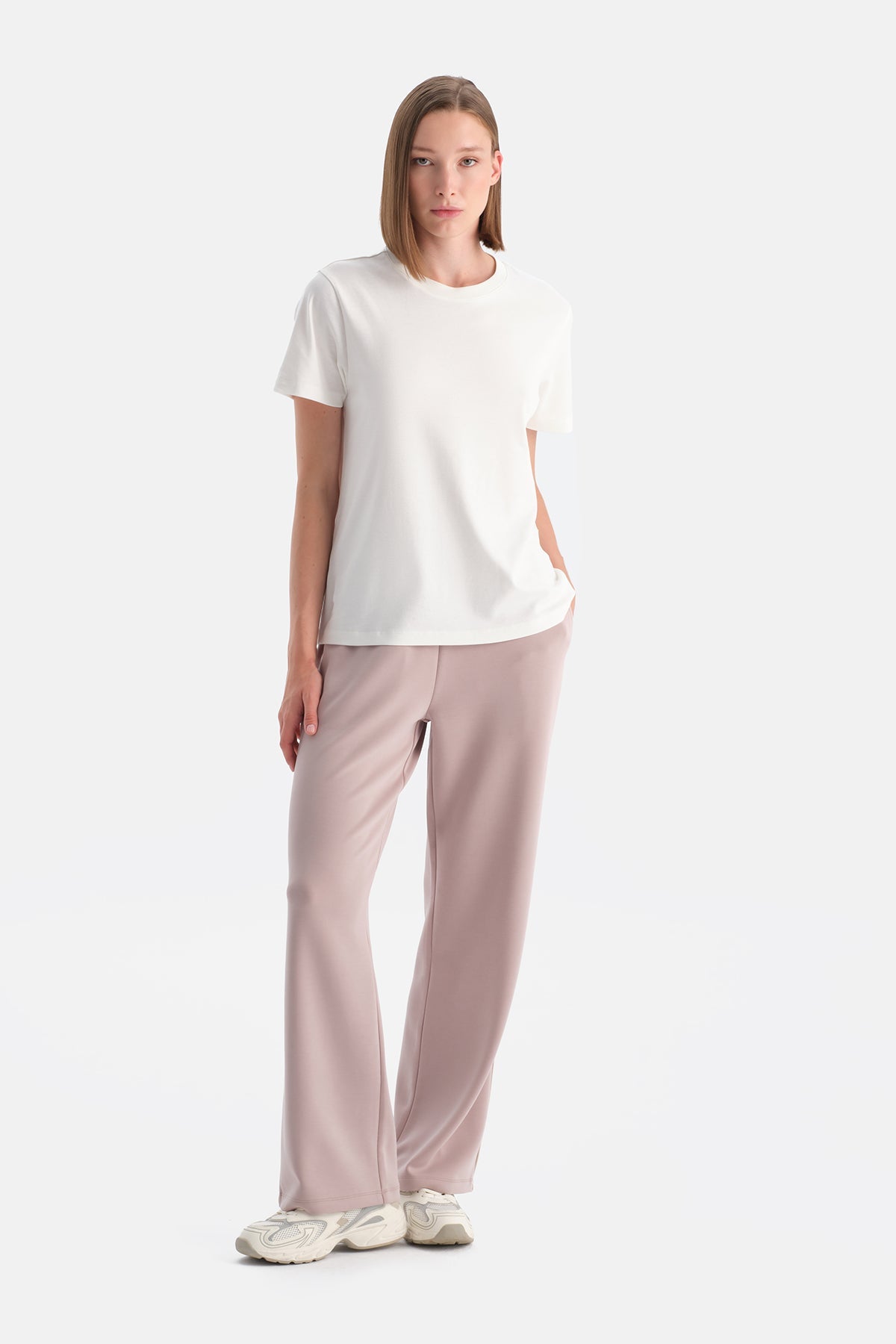 Pudra Kadın Modal Tek Biye Detaylı Eşofman Altı