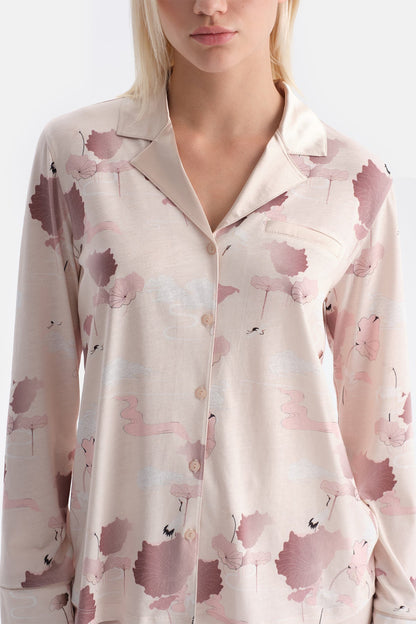 Çiçek Desenli Gömlek Pantolon Takim