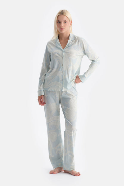 Şal Desenli Gömlek Pantolon Takim