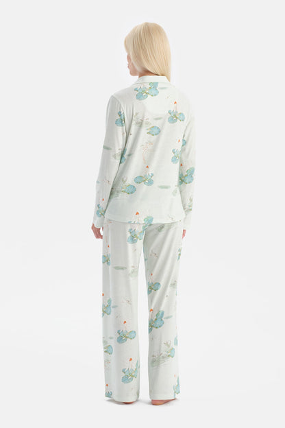 Çiçek Desenli Gömlek Pantolon Takim