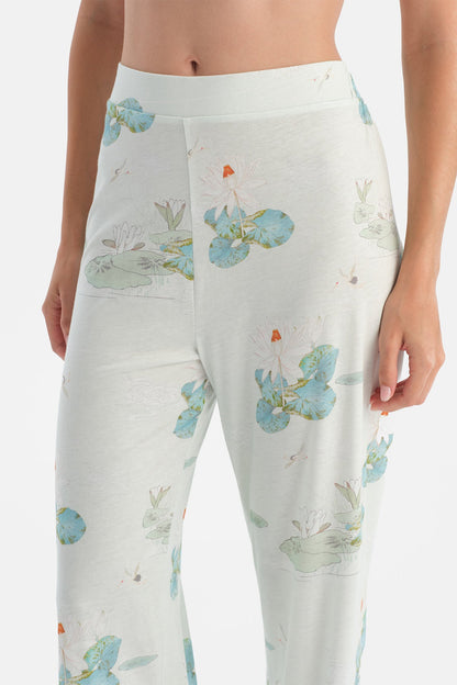 Çiçek Desenli Gömlek Pantolon Takim