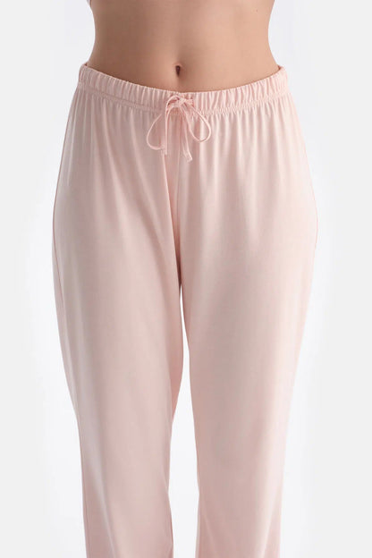 Dantel Detayli Kayik Yaka Tişört Pantolon Takim