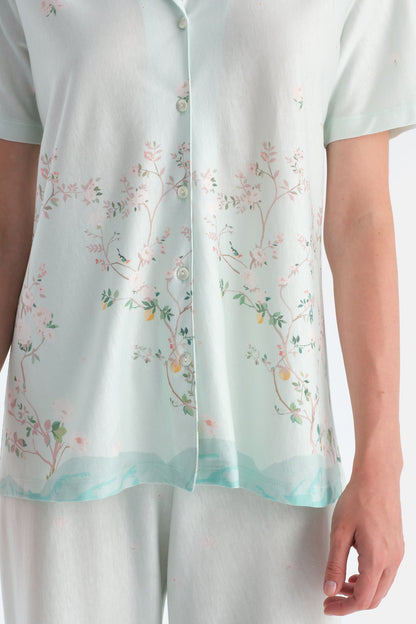 Çiçek Desenli Gömlek Pantolon Takim