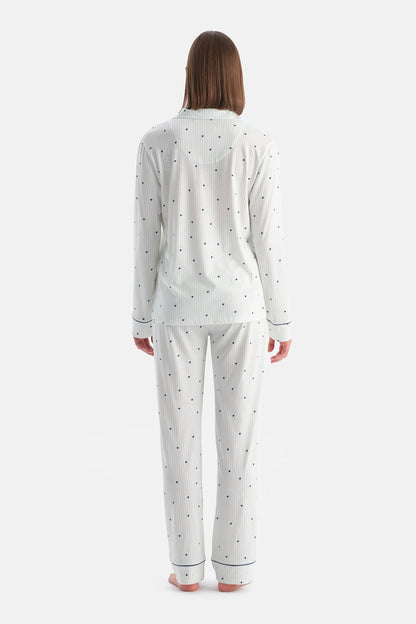 Çizgi Ve Kalpli Gömlek Pantolon Takim