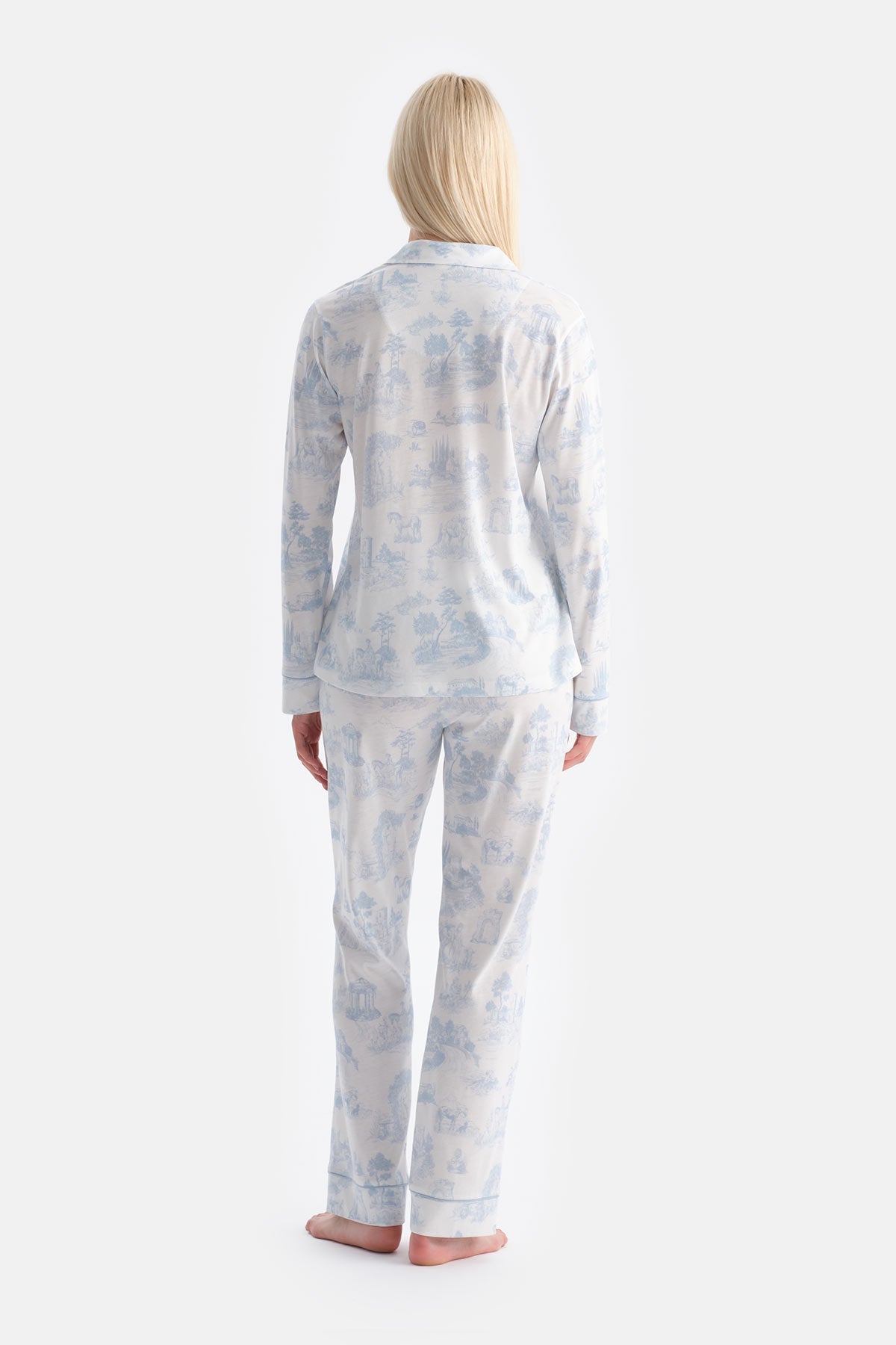 Manzara Baskili Gömlek Pantolon Takim