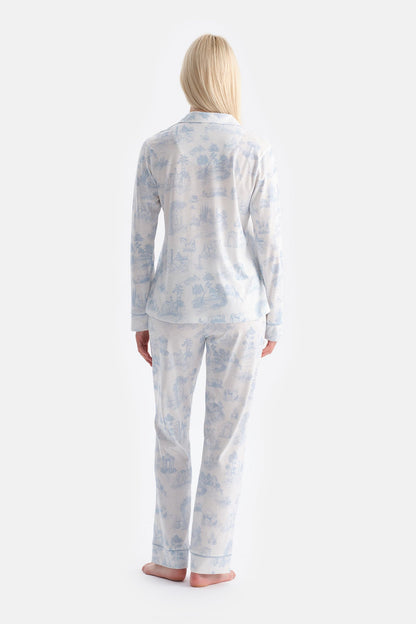 Manzara Baskili Gömlek Pantolon Takim