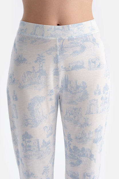 Manzara Baskili Gömlek Pantolon Takim