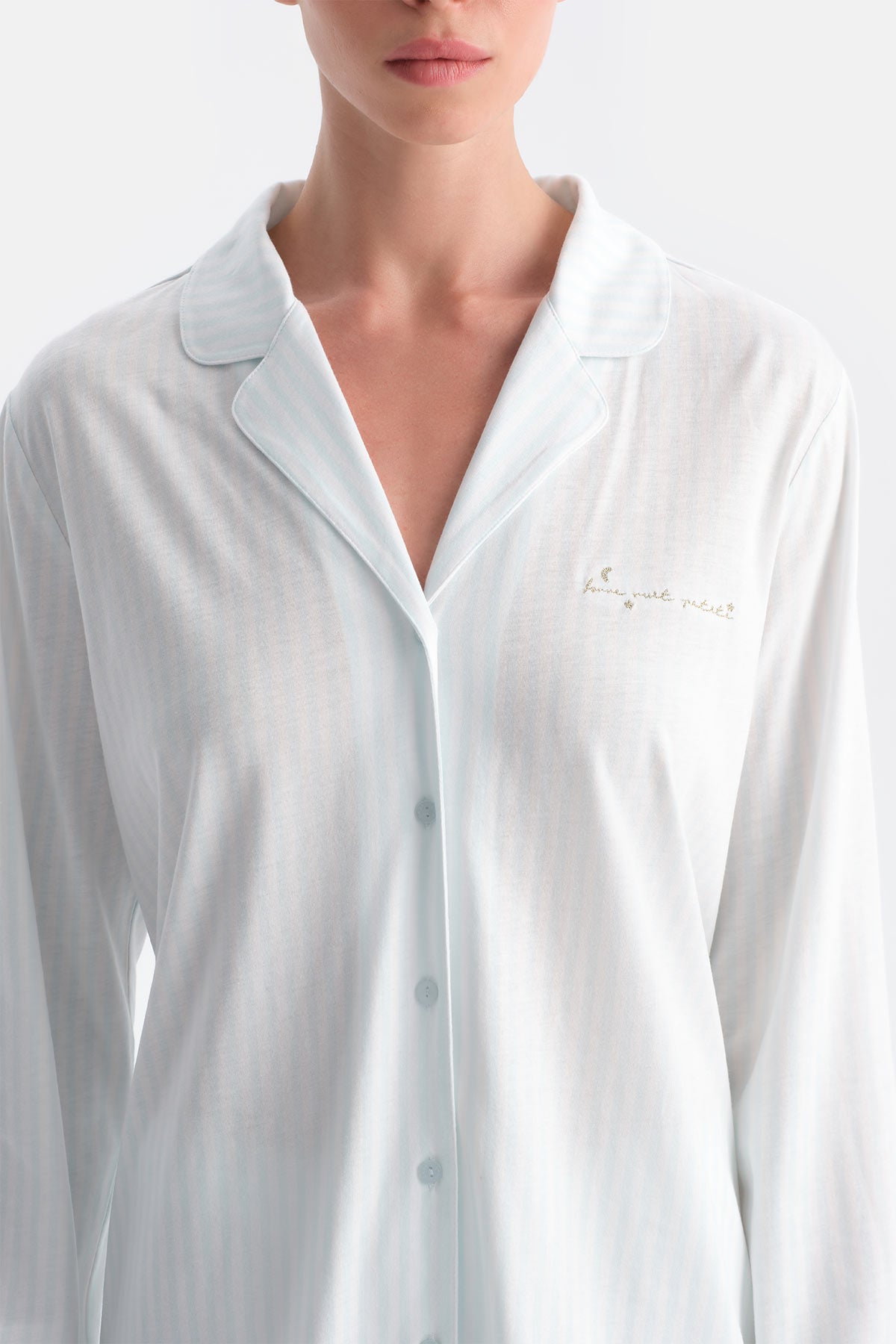 Çizgili Gömlek Pantolon Takim