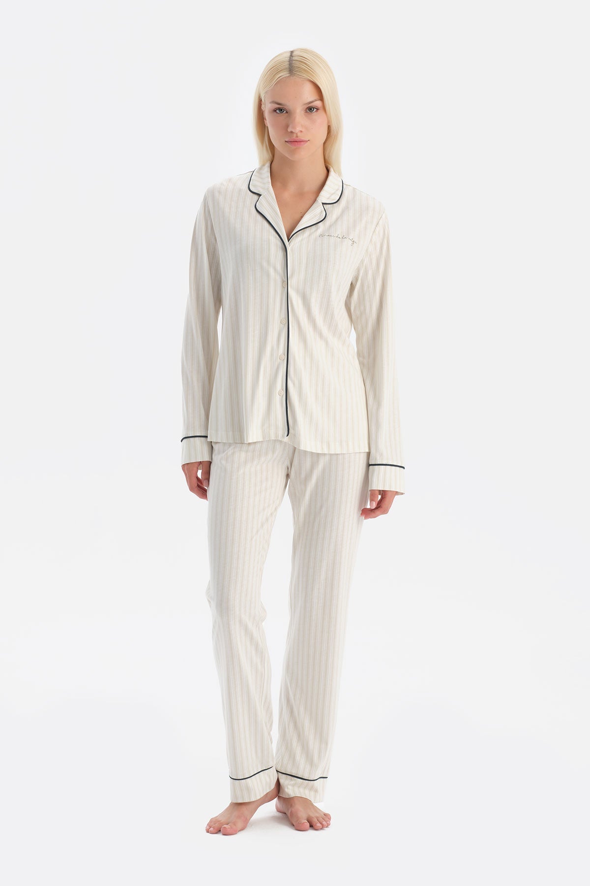 Çizgili Gömlek Pantolon Takim