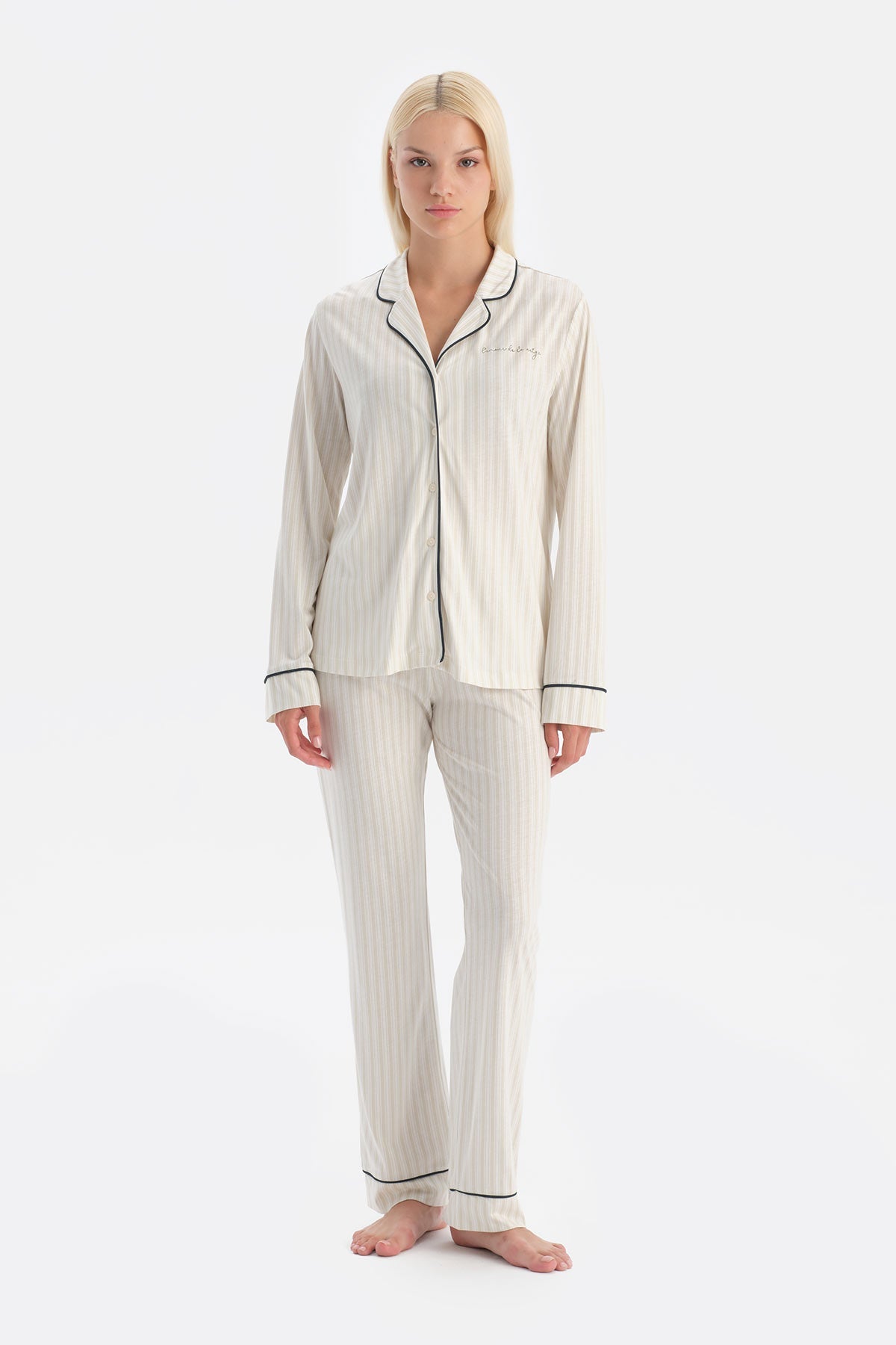 Çizgili Gömlek Pantolon Takim