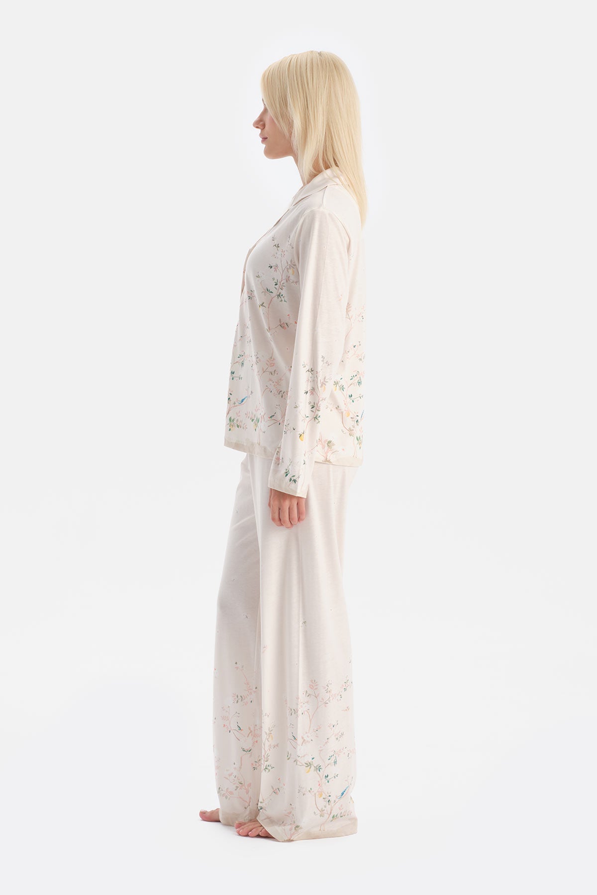 Çiçek Desenli Gömlek Pantolon Takim