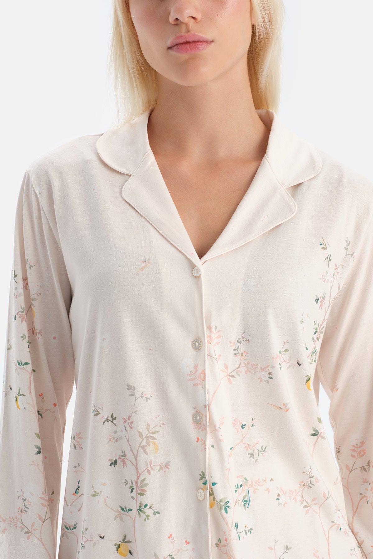 Çiçek Desenli Gömlek Pantolon Takim