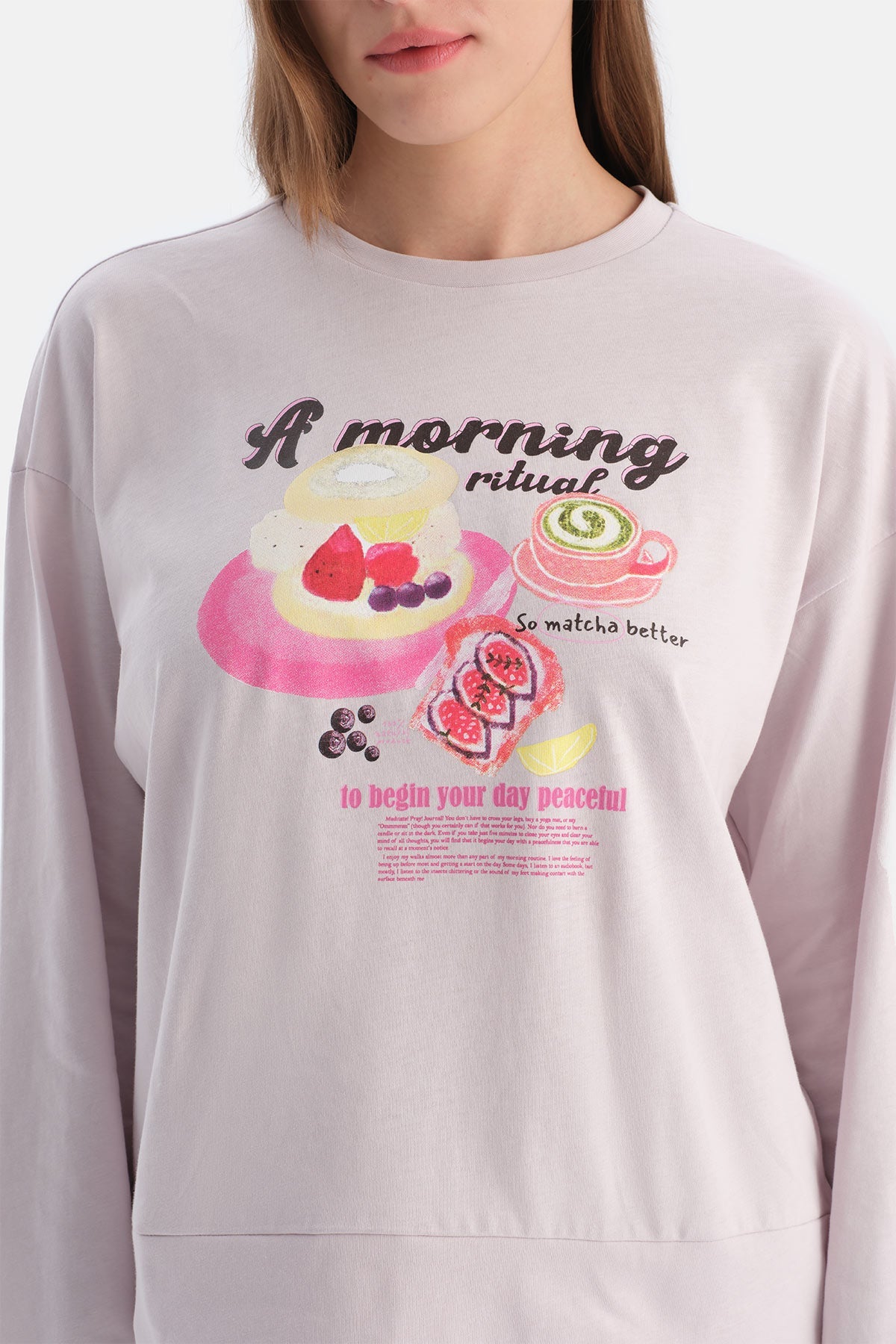 Baskili Uzun Kollu Tişört Pantolon Takim